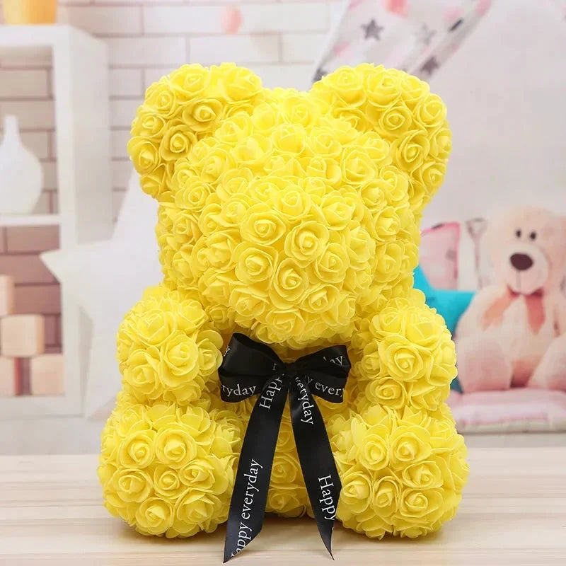Ourson en roses éternelles avec boîte – 40 cm - LSDLBoutique