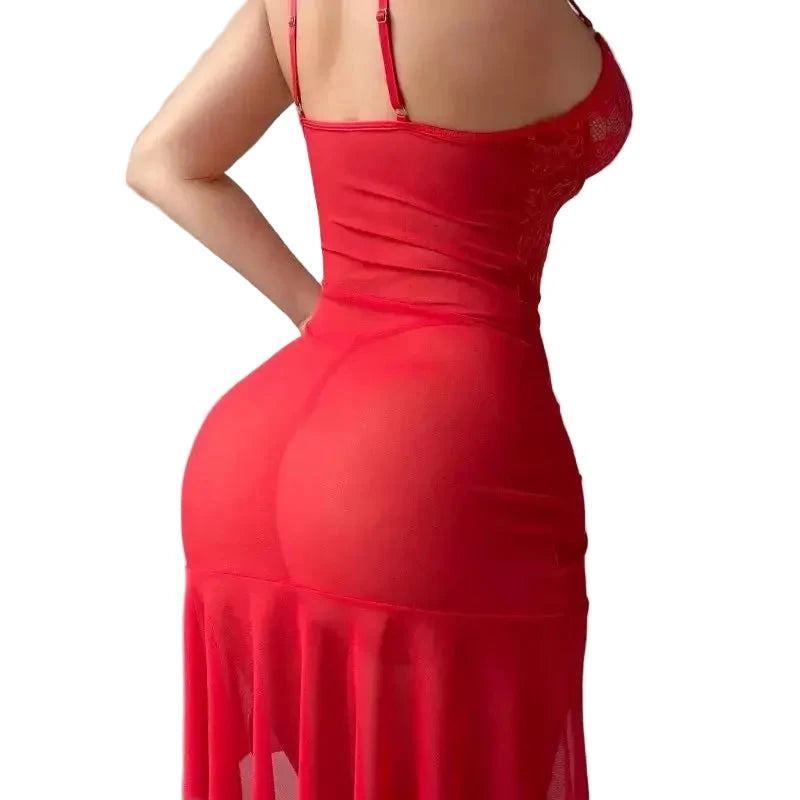 Les Secrets de Léa – Ensemble dentelle maille plissée tanga transparent – Oriannah – vue 3