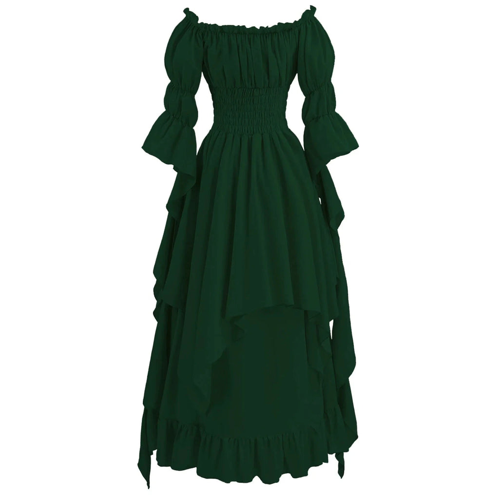 Robe longue style médiéval manches longues encolure élastique - LSDLBoutique