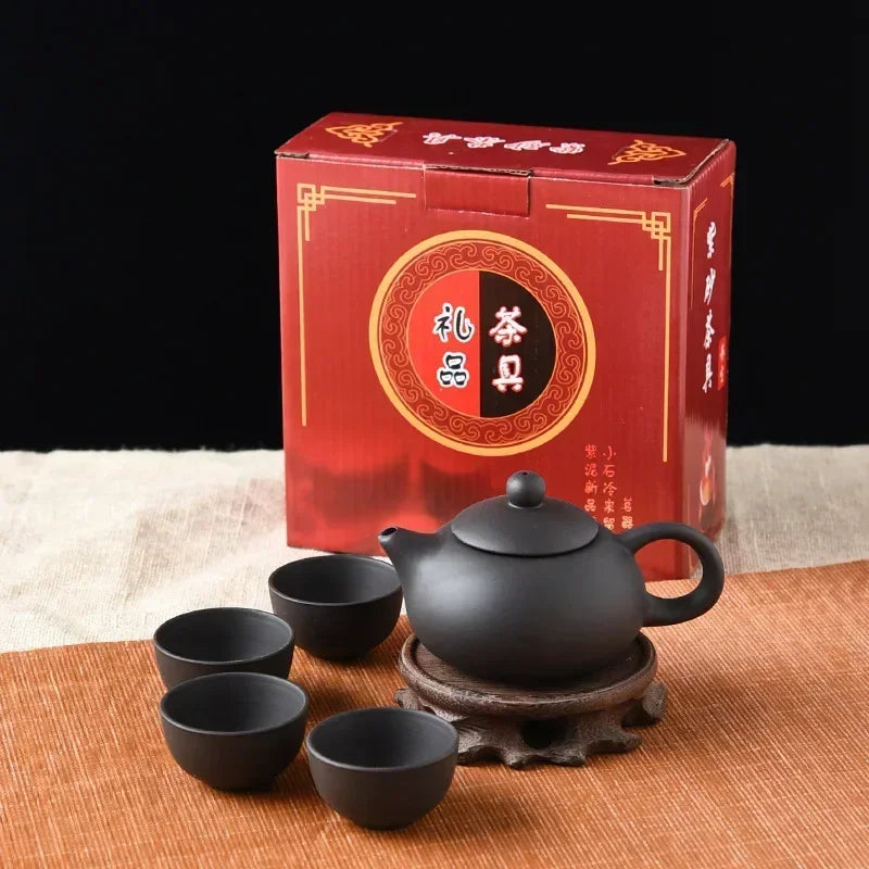 Kung Fu Ceramic Tea Set – 1 Teapot and 4 Cups