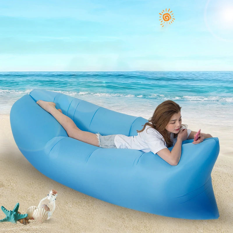 Inflatable air sofa for beach and camping – with carry bag