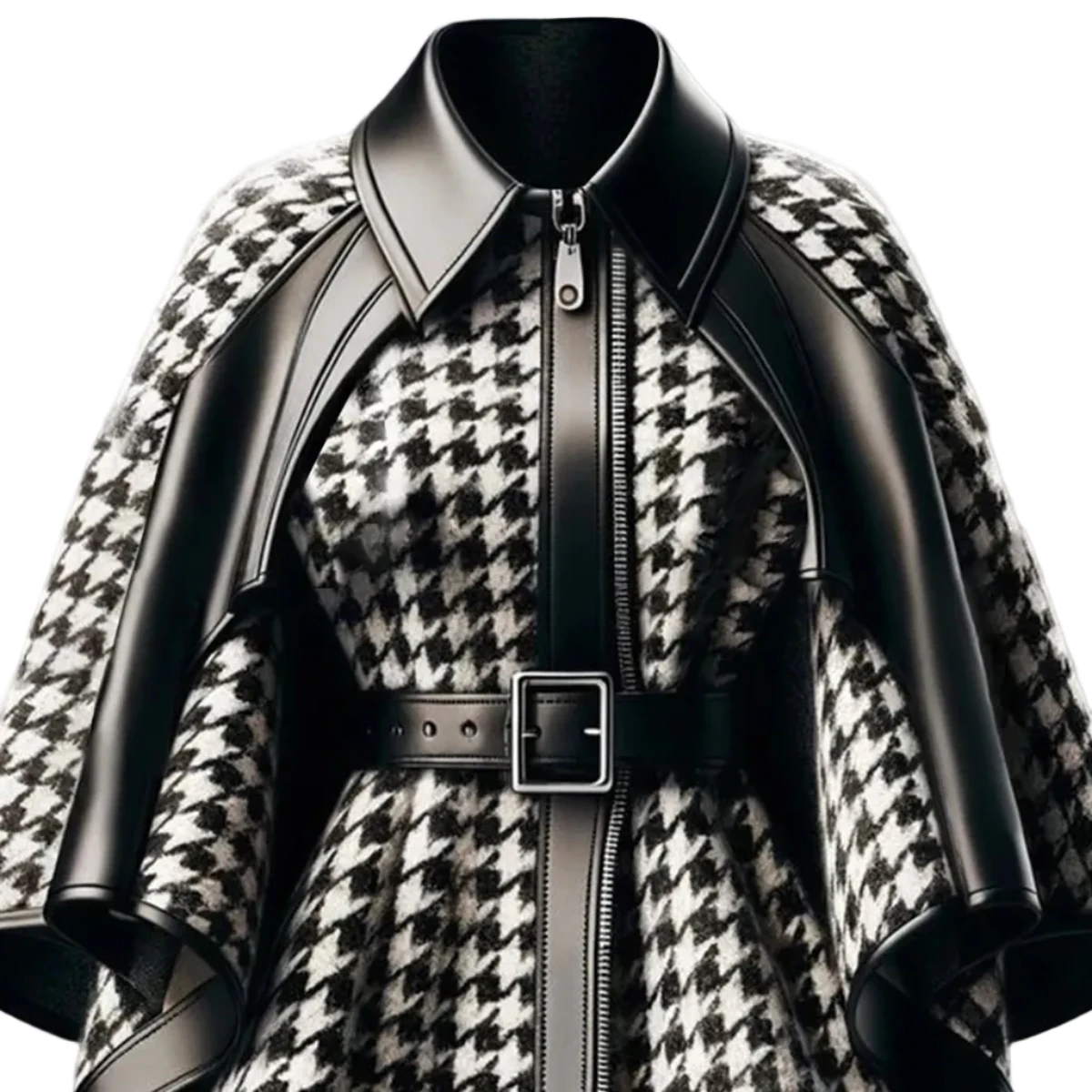 Veste pied-de-poule cape asymétrique - LSDLBoutique
