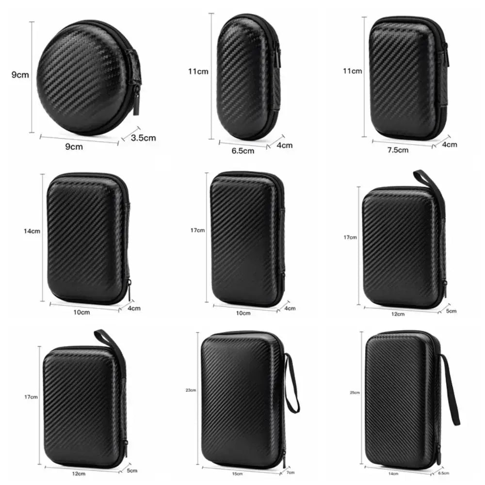 Ensemble de 9 étuis rigides EVA noirs multi-usage LSDLBoutique, texture carbone