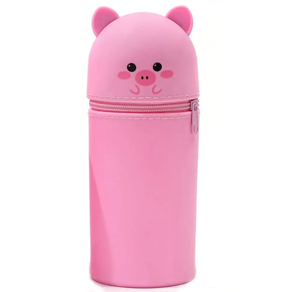 Cartoon Animal Foldable Silicone Pencil Case Flexible Desk Organizer… – Cochon droit – vue 13 | Les Secrets de Léa