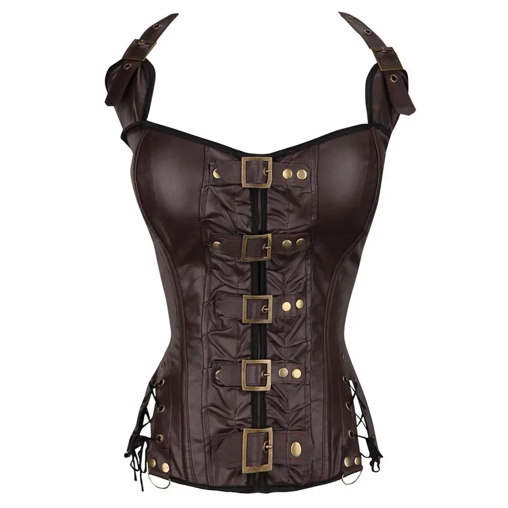 Rückenfreies Korsett aus Kunstleder Steampunk – Gothic-Punk-Stil