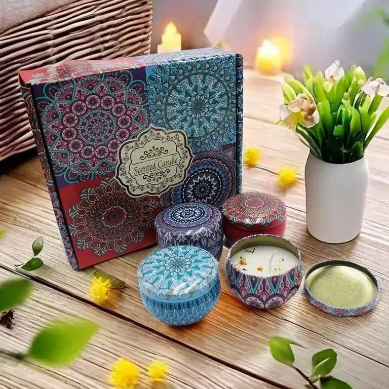 Lot de 4 boîtes à bougies parfumées (4 parfums), bougies pour soulager le stress, la relaxation, le yoga et les…