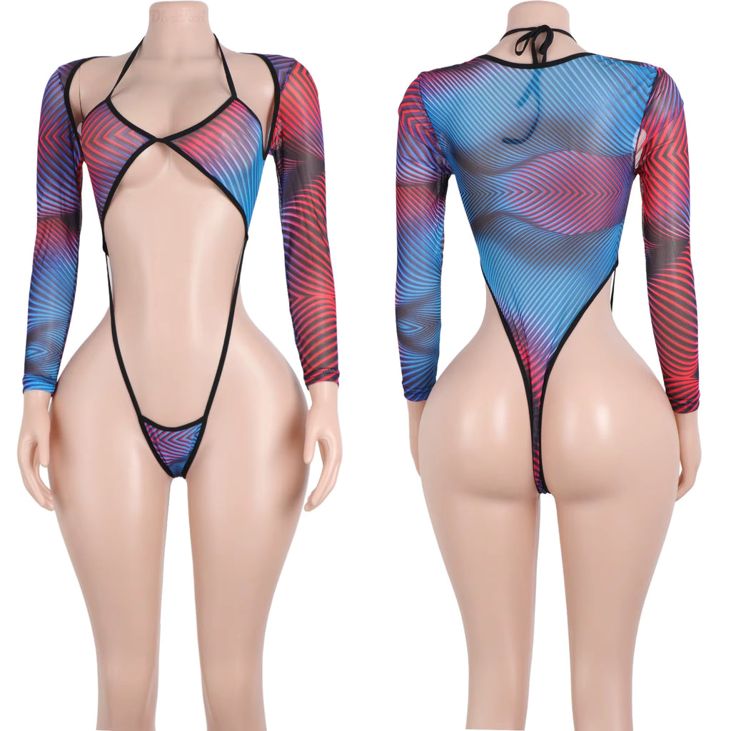 Les Secrets de Léa – Body en résille couture multicolore – Skully – vue 12