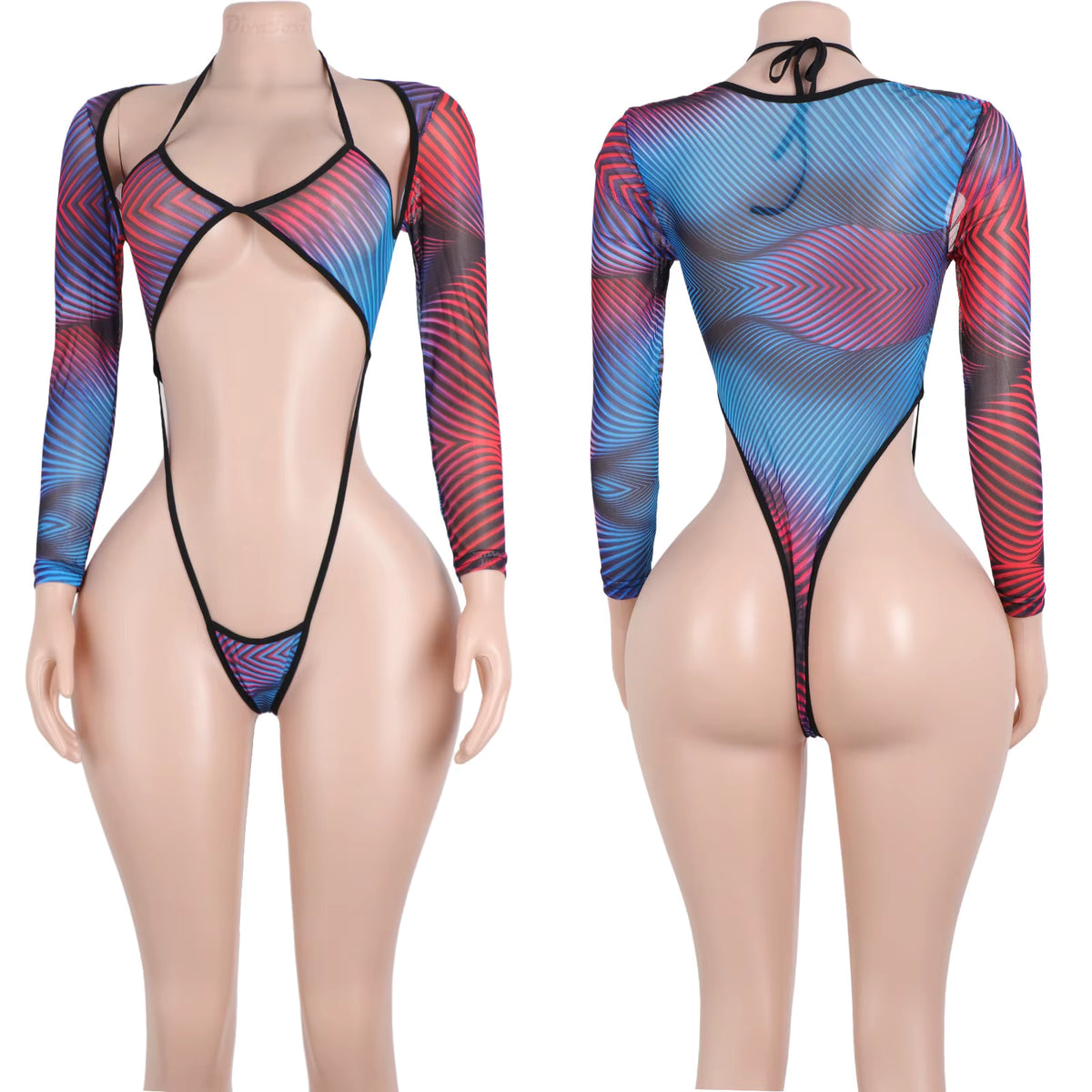 Les Secrets de Léa – Body en résille couture multicolore – Skully – vue 12