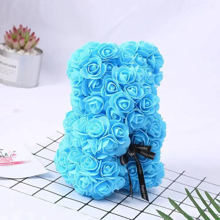 Les Secrets de Léa – Teddybär aus ewigen Rosen mit Schachtel – 25 cm