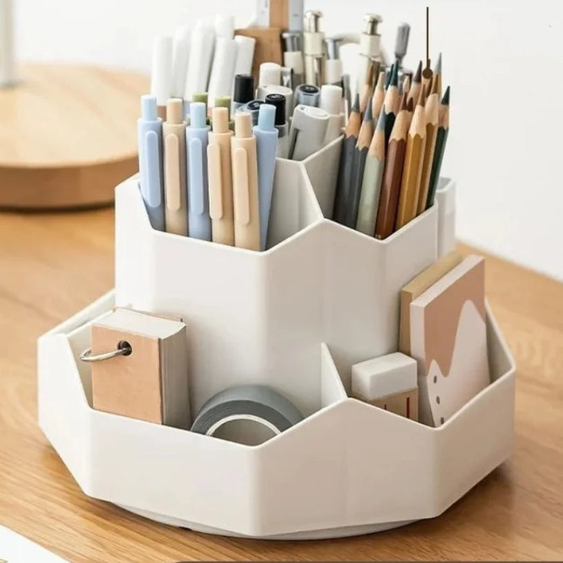 360° Rotating Desk Organizer – Multi-Compartment Pen Holder