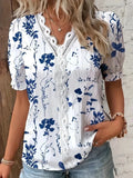 Chemise de vacances féminine en jacquard – Col V ajouré - LSDLBoutique