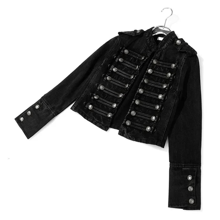Veste en jean courte fendue à boutons amples - LSDLBoutique