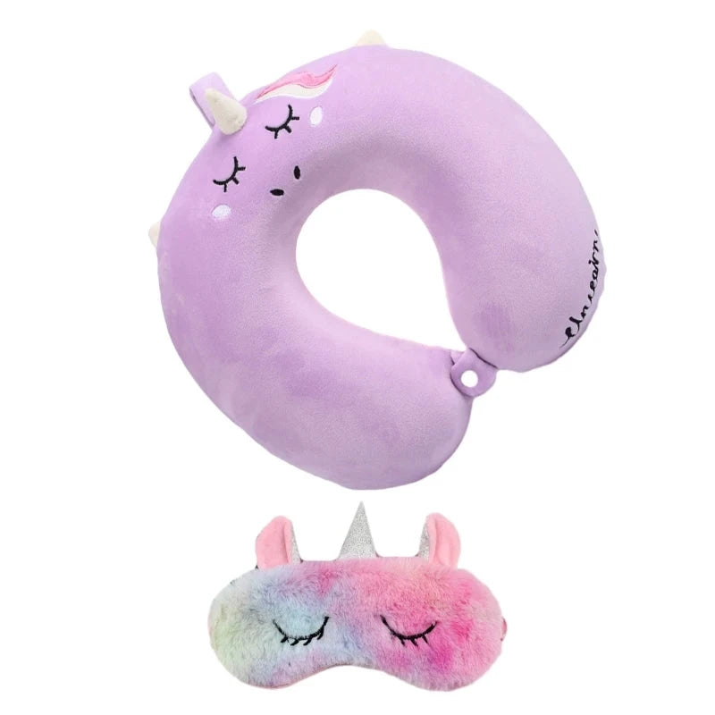 Oreiller de voyage mémoire avec masque yeux – Motif licorne - LSDLBoutique