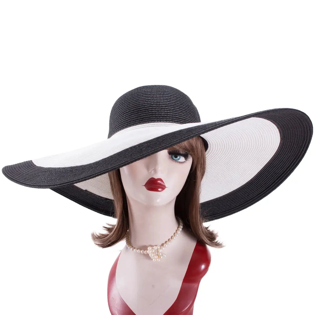Chapeau de soleil pliable Lawliet A330 – large bord noir et blanc, LSDLBoutique