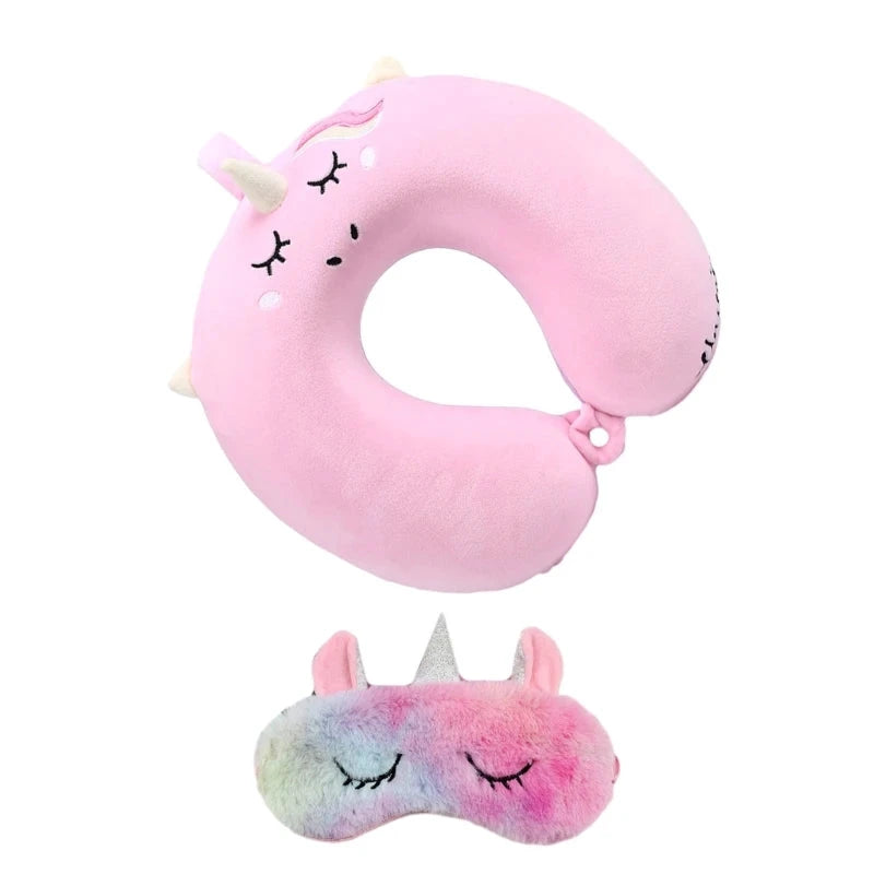 Oreiller de voyage mémoire avec masque yeux – Motif licorne - LSDLBoutique