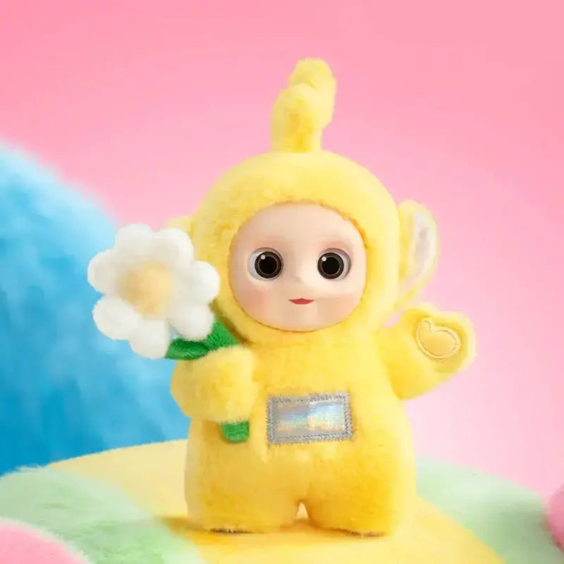 Pendentif Teletubbies Say Hello jaune en peluche, avec fleur blanche, marque Mon Bubu Kawaii