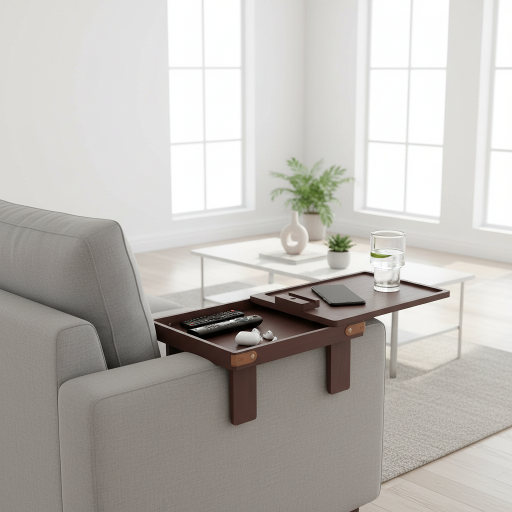 Plateau de canapé rotatif  avec boîte de rangement