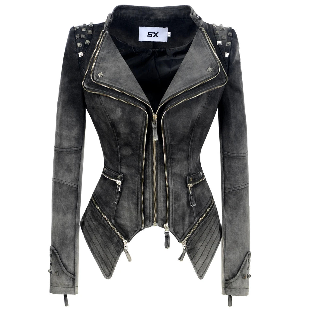 Veste Gothique en Denim Gris pour Femme - LSDLBoutique