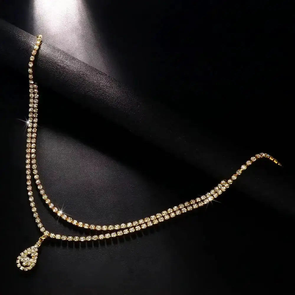 Chaîne de taille double rangée avec cristaux goutte d'eau - LSDLBoutique