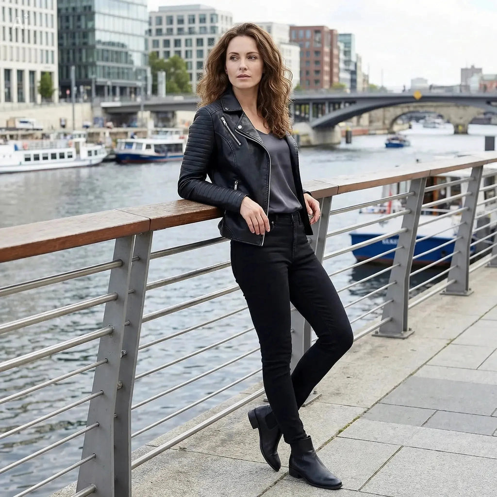 Veste Courte en Cuir Femme – Style Moto - LSDLBoutique
