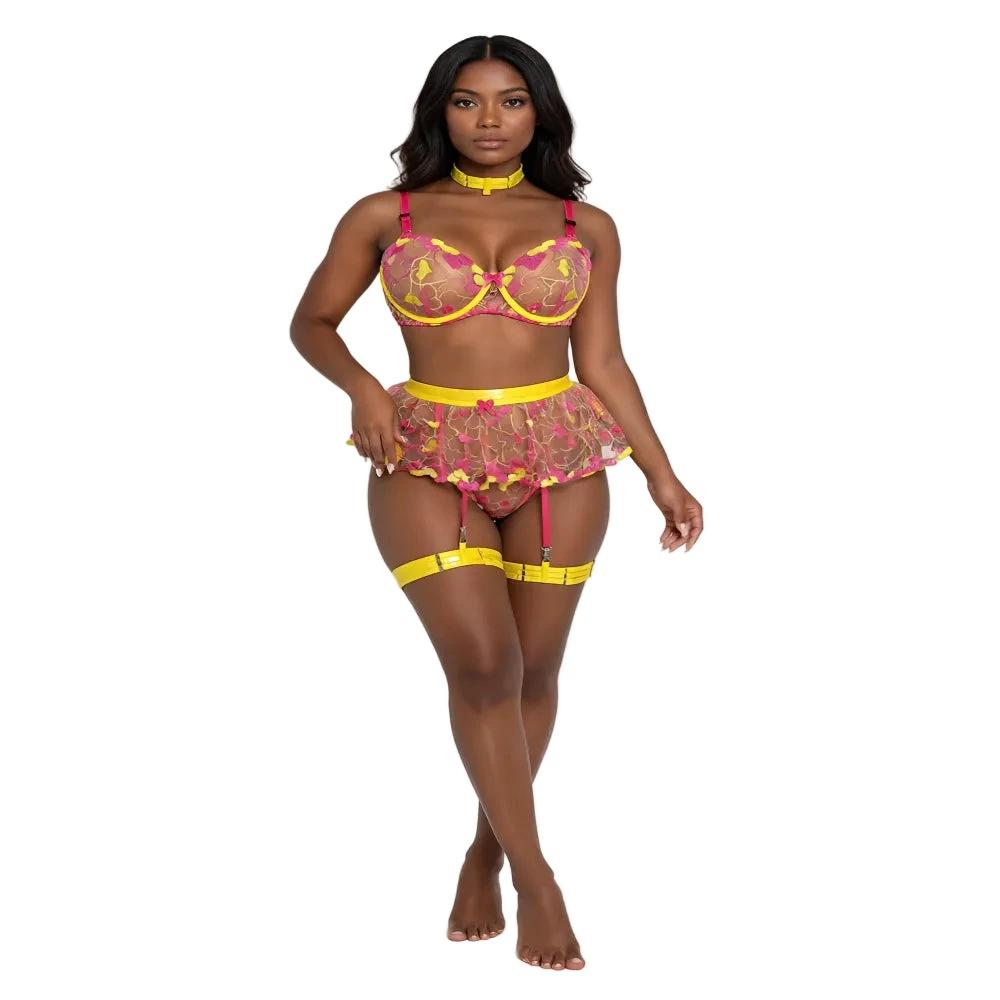 Les Secrets de Léa – Ensemble lingerie maille transparente florale – Béryl - LSDLBoutique