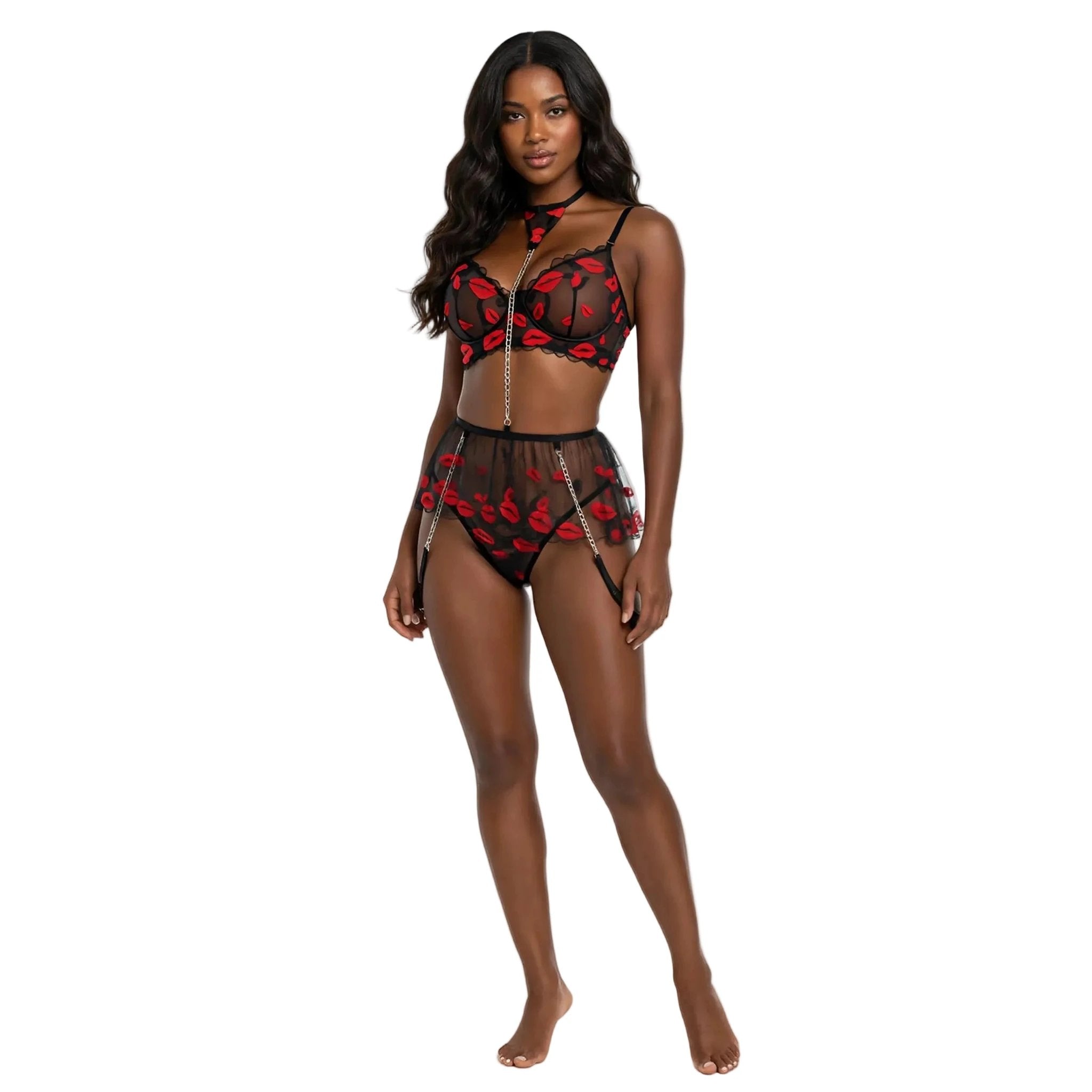 Les Secrets de Léa – Ensemble lingerie maille transparente florale – Béryl - LSDLBoutique