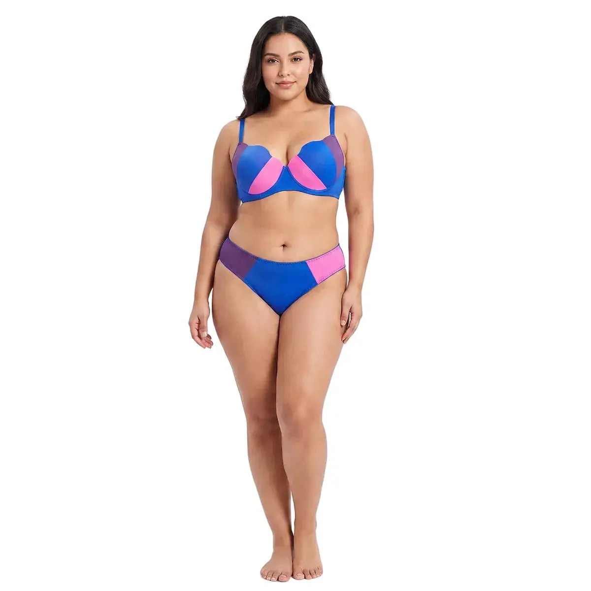 Bikini push-up bicolore Two-Tone, ensemble deux pièces bleu/violet/rose, LSDLBoutique maillots de bain