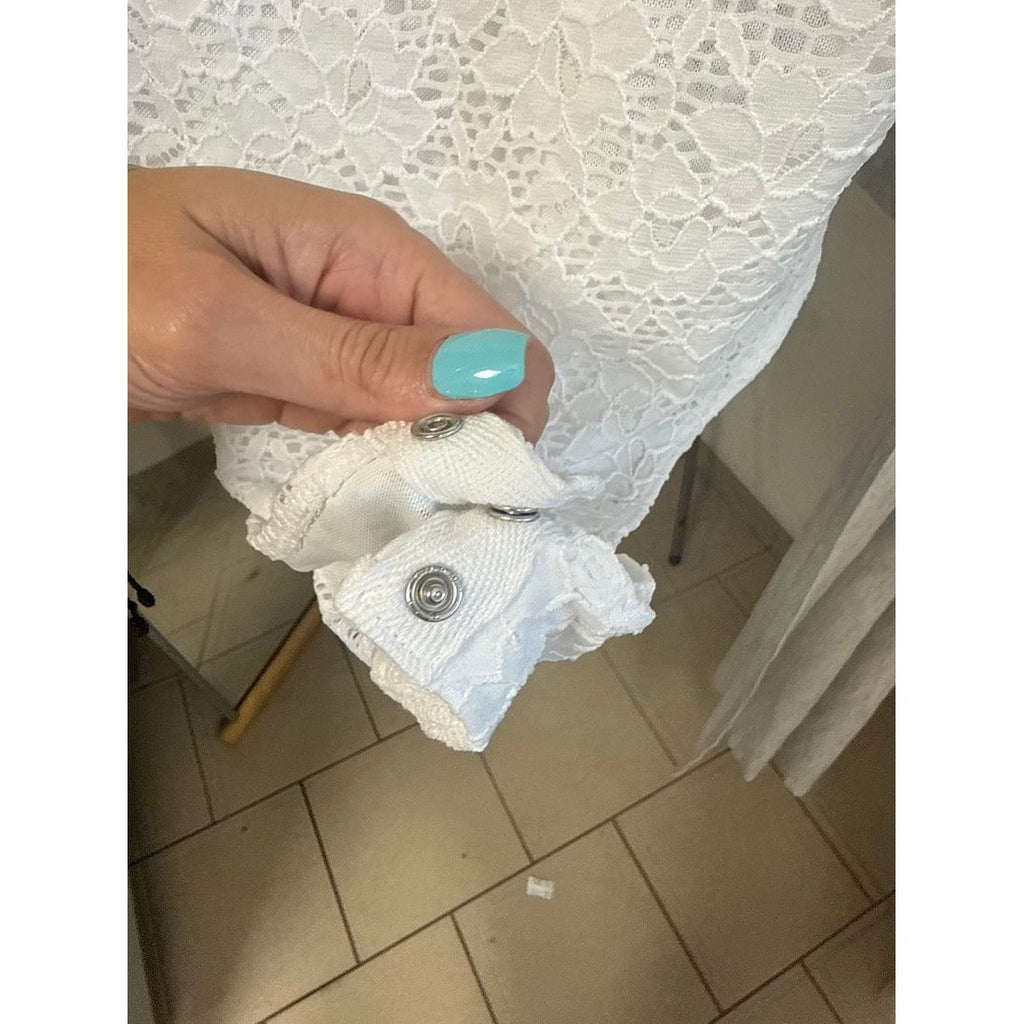 Body en dentelle blanc – Dos plongeant boutonné – vue 6