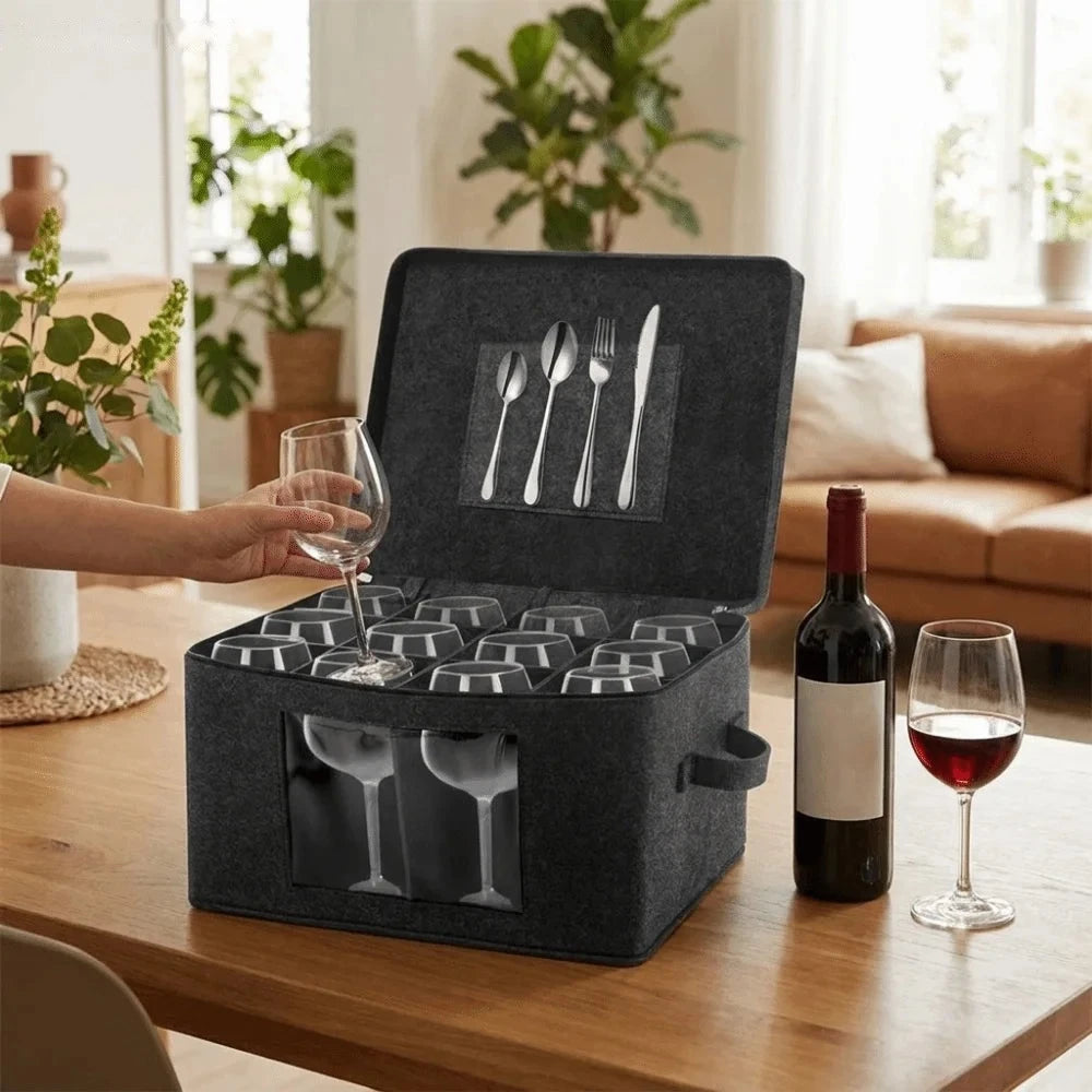 Boîte de rangement en feutre pour verres à pied – vue 2 | Les Secrets de Léa