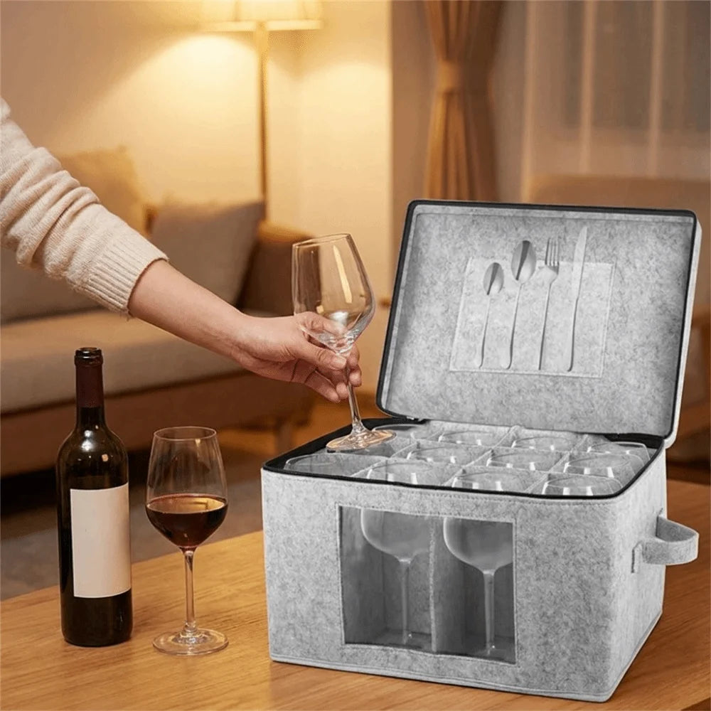 Boîte de rangement en feutre pour verres à pied – vue 3 | Les Secrets de Léa