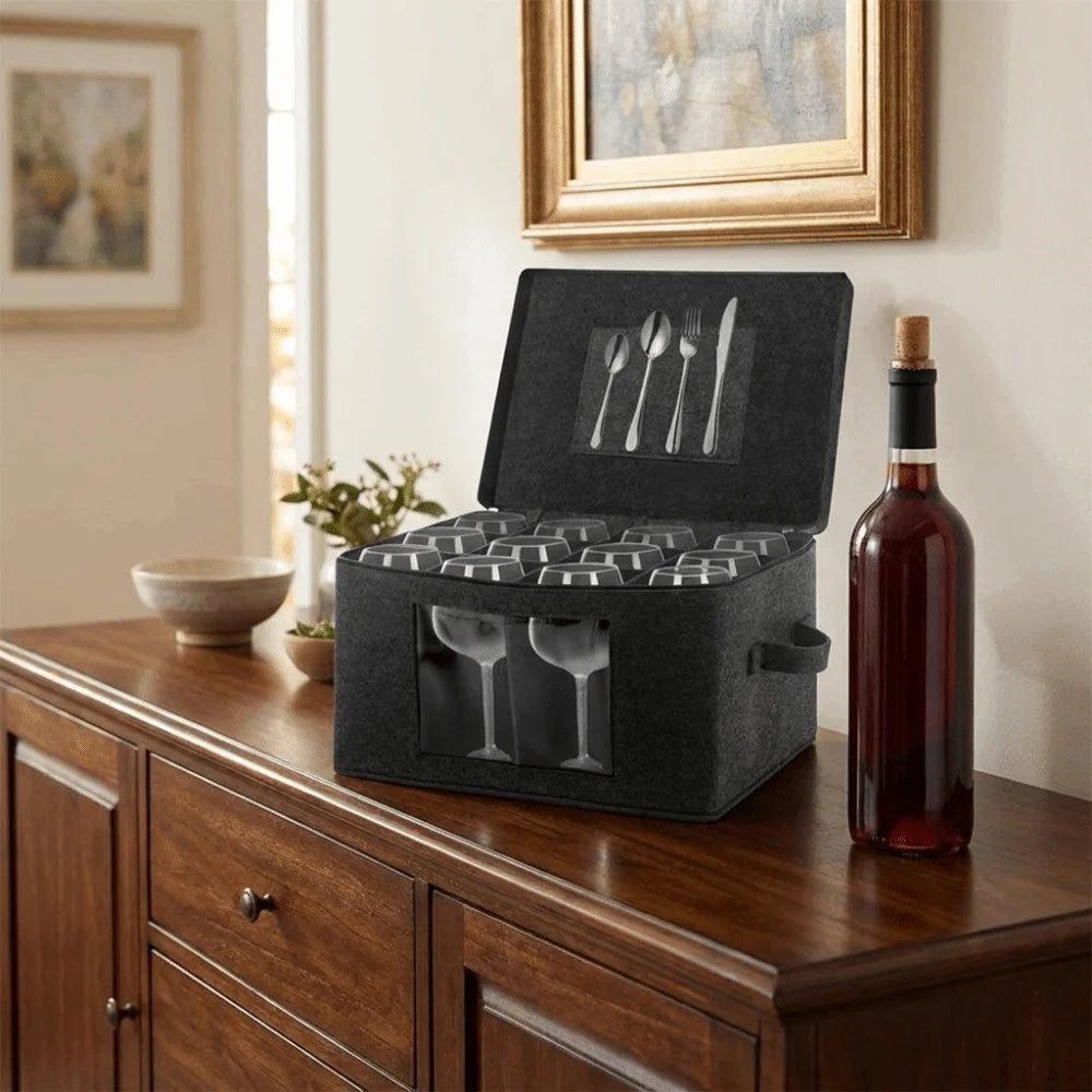 Boîte de rangement en feutre pour verres à pied – vue 5 | Les Secrets de Léa