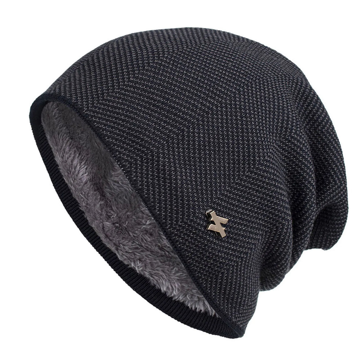 Bonnet doublé polaire – Maille chevrons, 55 à 60 cm – vue 10 | Les Secrets de Léa