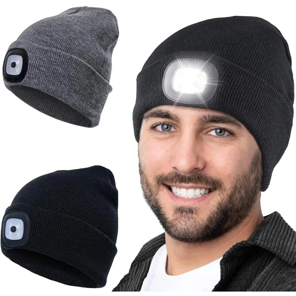 Bonnet à lampe LED rechargeable USB – Unisexe – vue 2 | Les Secrets de Léa