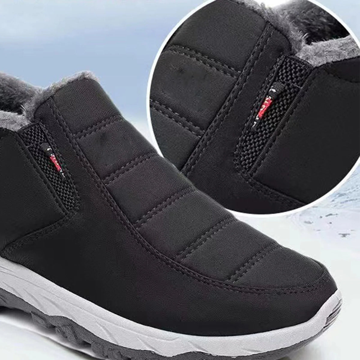 Bottines fourrées à enfiler, semelle crantée – Noir – vue 5