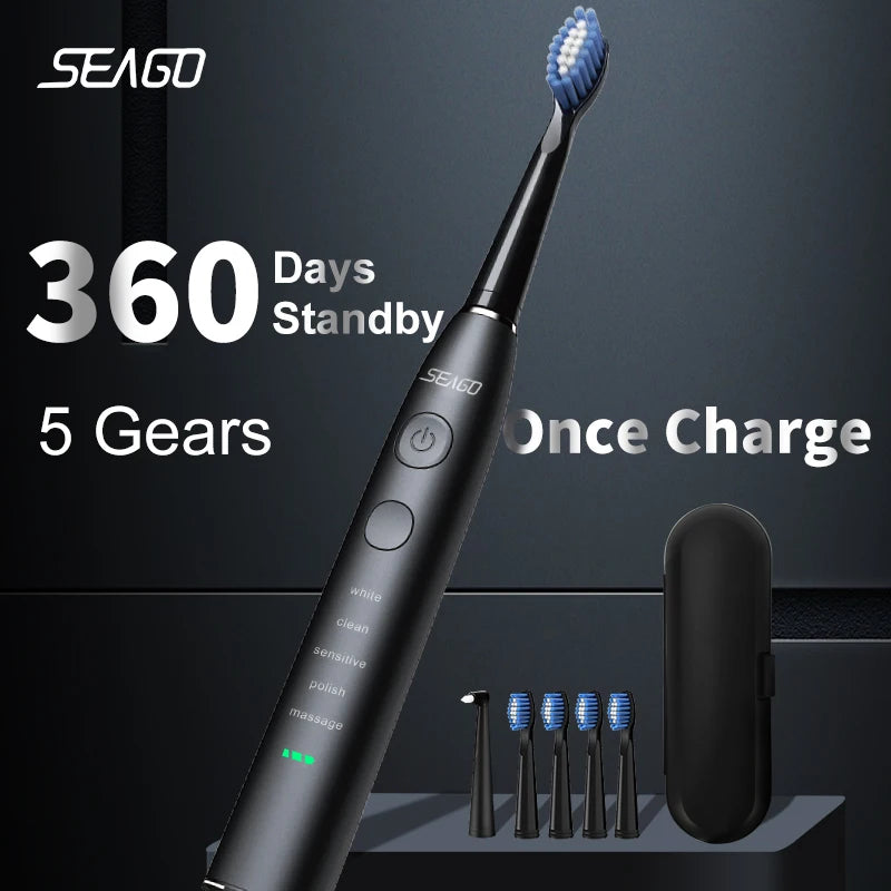 Brosse à dents électrique rechargeable USB – 5 modes – vue 2 | Les Secrets de Léa