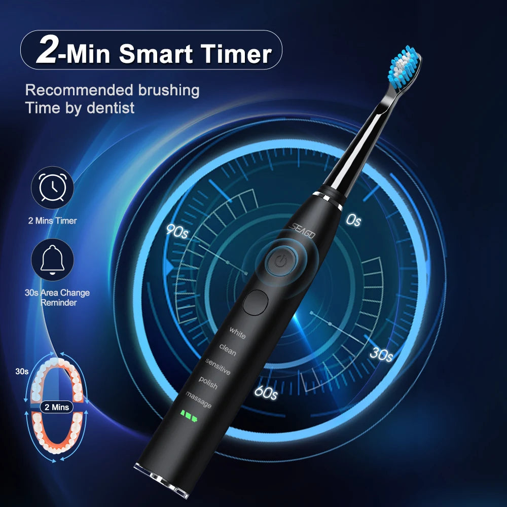 Brosse à dents électrique rechargeable USB – 5 modes – vue 3 | Les Secrets de Léa