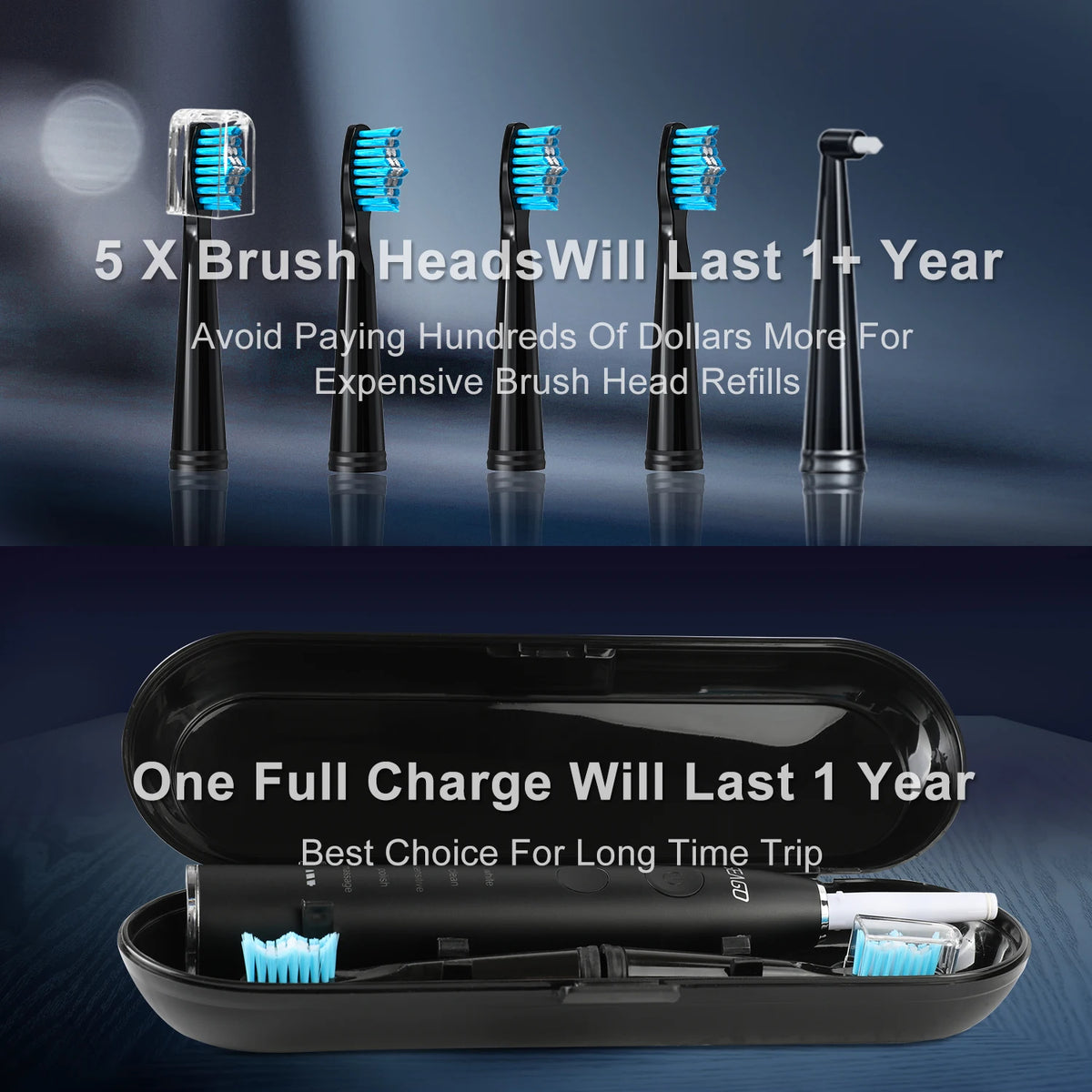 Brosse à dents électrique rechargeable USB – 5 modes – vue 4 | Les Secrets de Léa