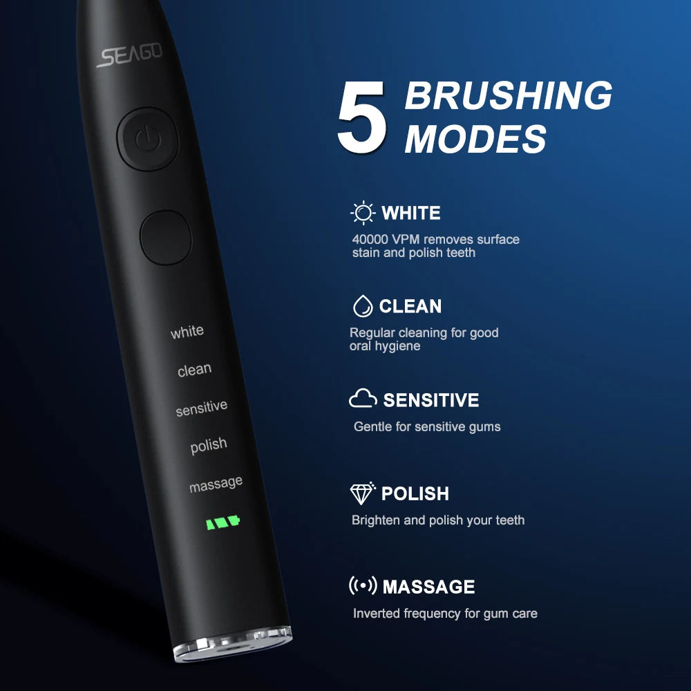 Brosse à dents électrique rechargeable USB – 5 modes – vue 5 | Les Secrets de Léa