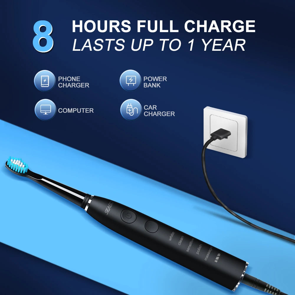 Brosse à dents électrique rechargeable USB – 5 modes – vue 6 | Les Secrets de Léa