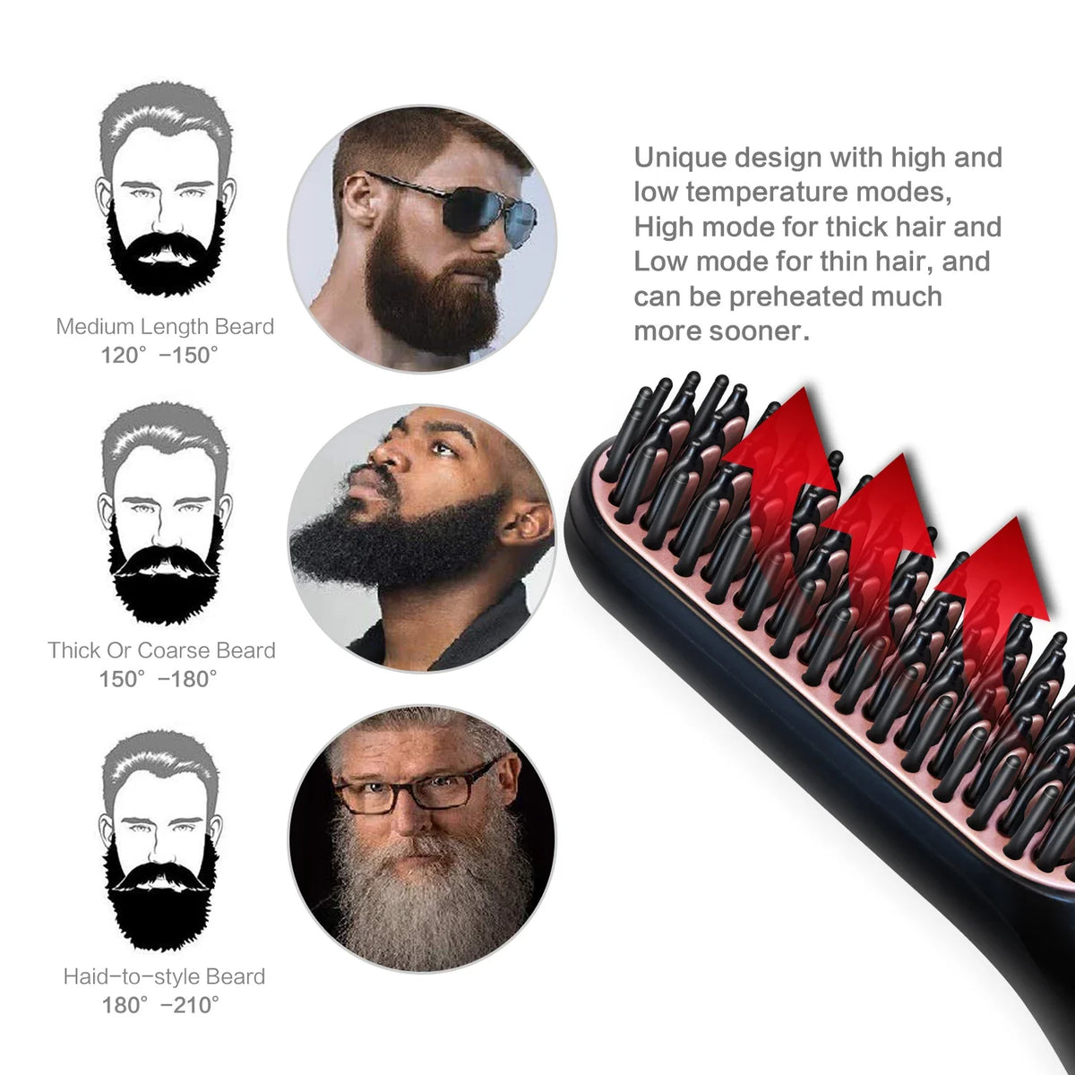 Brosse lissante chauffante pour barbe – Ions négatifs – vue 3 | Les Secrets de Léa