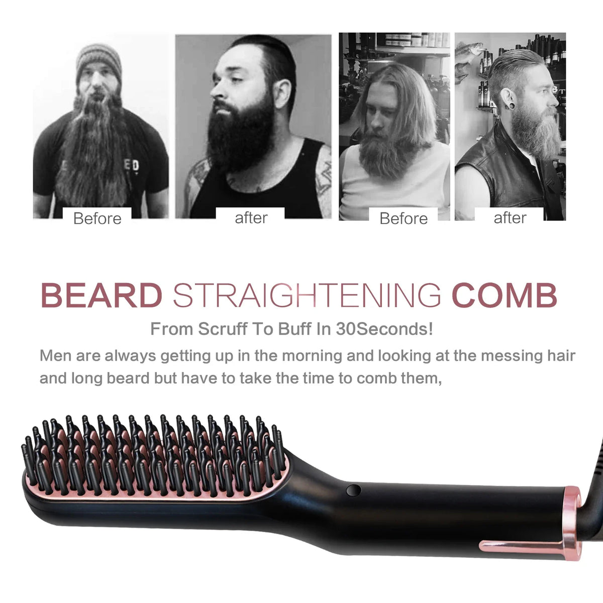 Brosse lissante chauffante pour barbe – Ions négatifs – vue 5 | Les Secrets de Léa