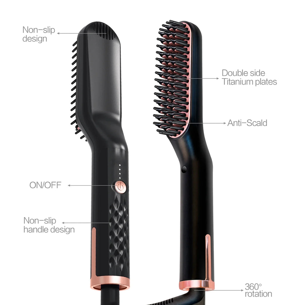 Brosse lissante chauffante pour barbe – Ions négatifs – vue 7 | Les Secrets de Léa
