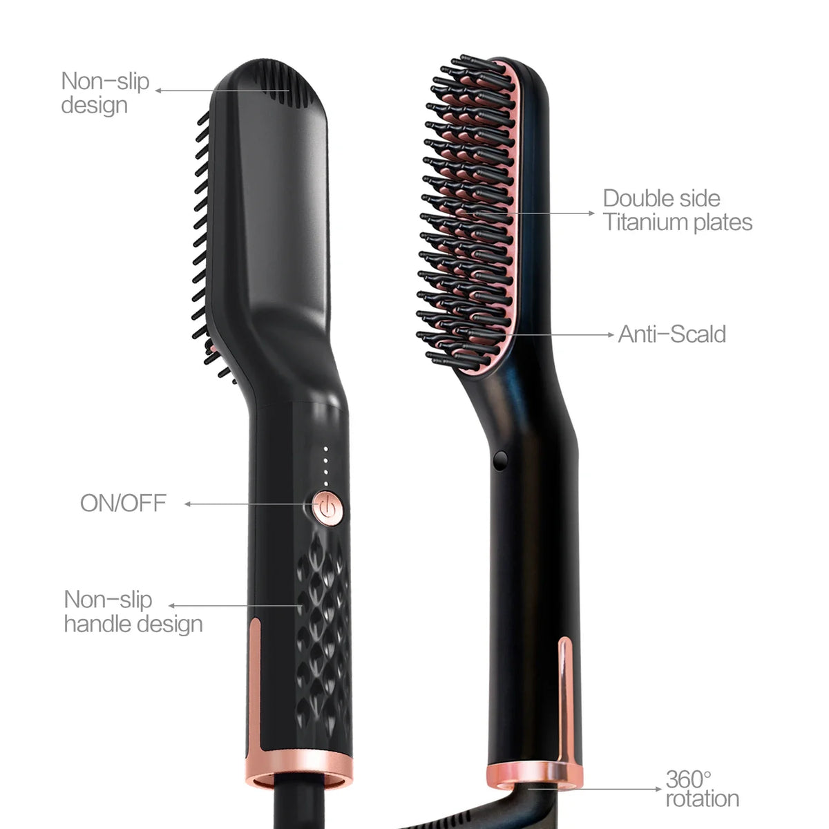 Brosse lissante chauffante pour barbe – Ions négatifs – vue 7 | Les Secrets de Léa