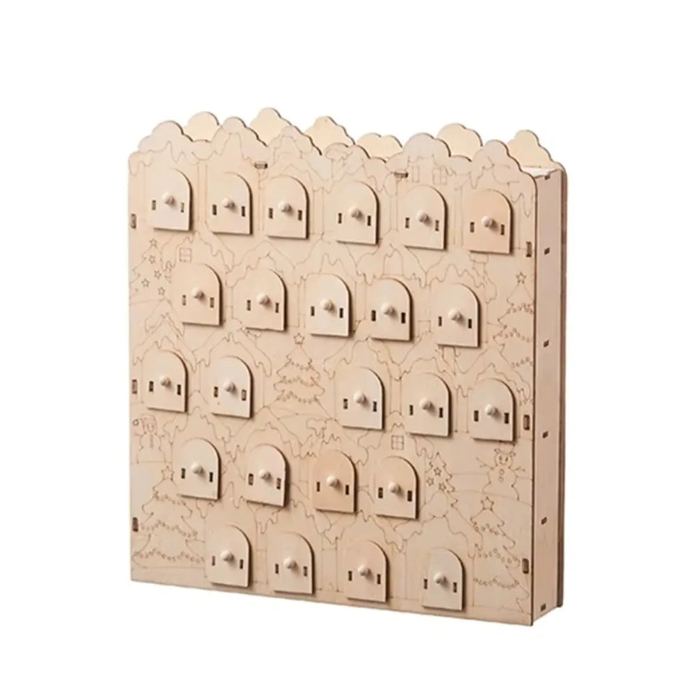 Calendrier de l'Avent en bois – Maison avec LED, 24 tiroirs – vue 10 | Les Secrets de Léa