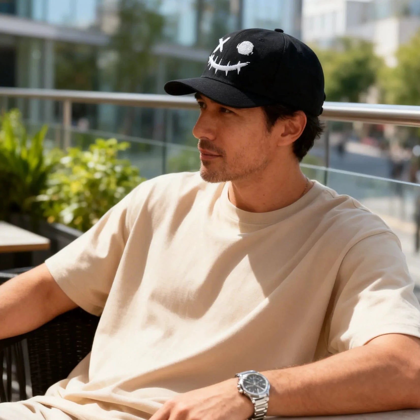 Casquette Hip-Hop Noire à Smiley Brodé - LSDLBoutique