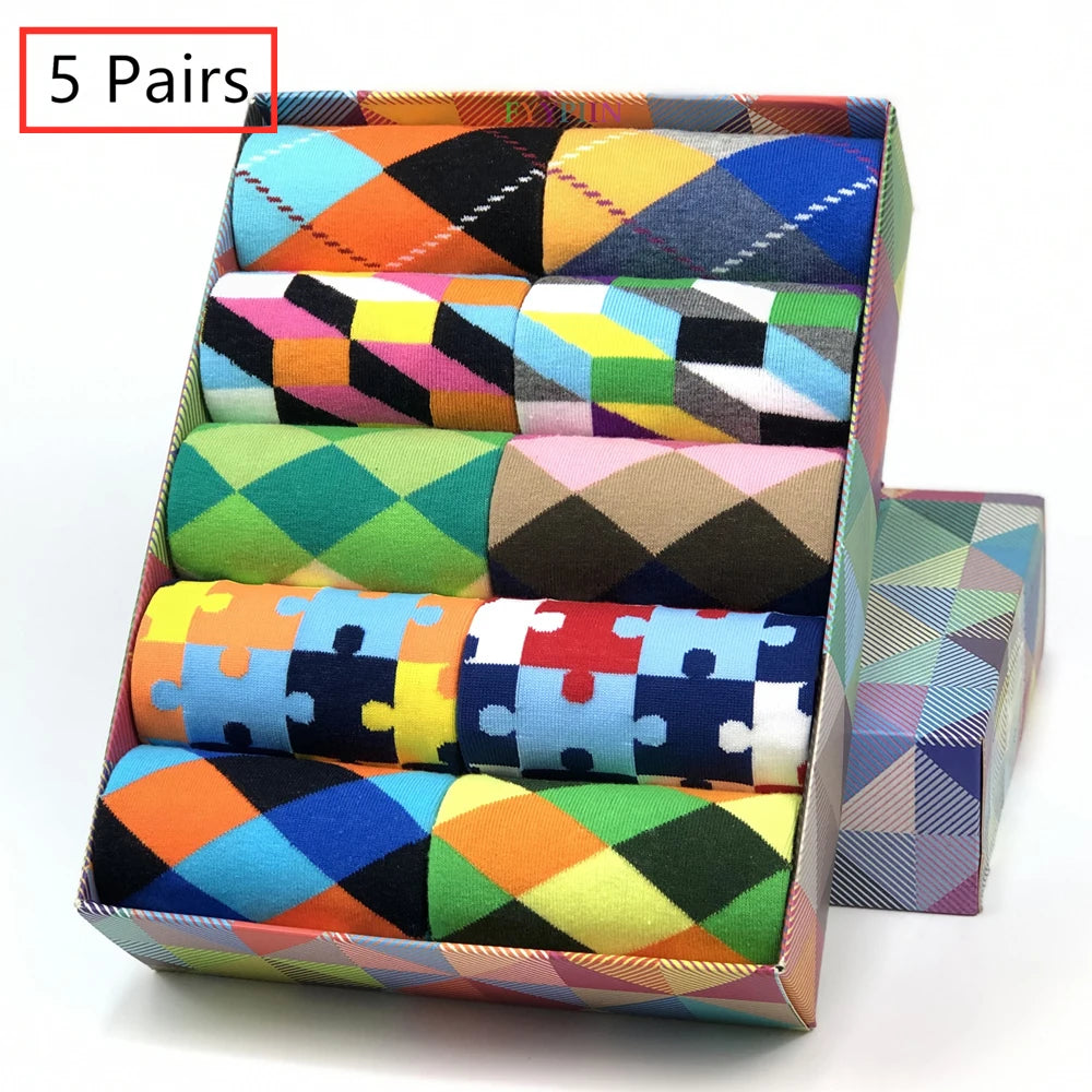 Chaussettes fantaisie à motifs – Lot de 5 paires, homme | Les Secrets de Léa