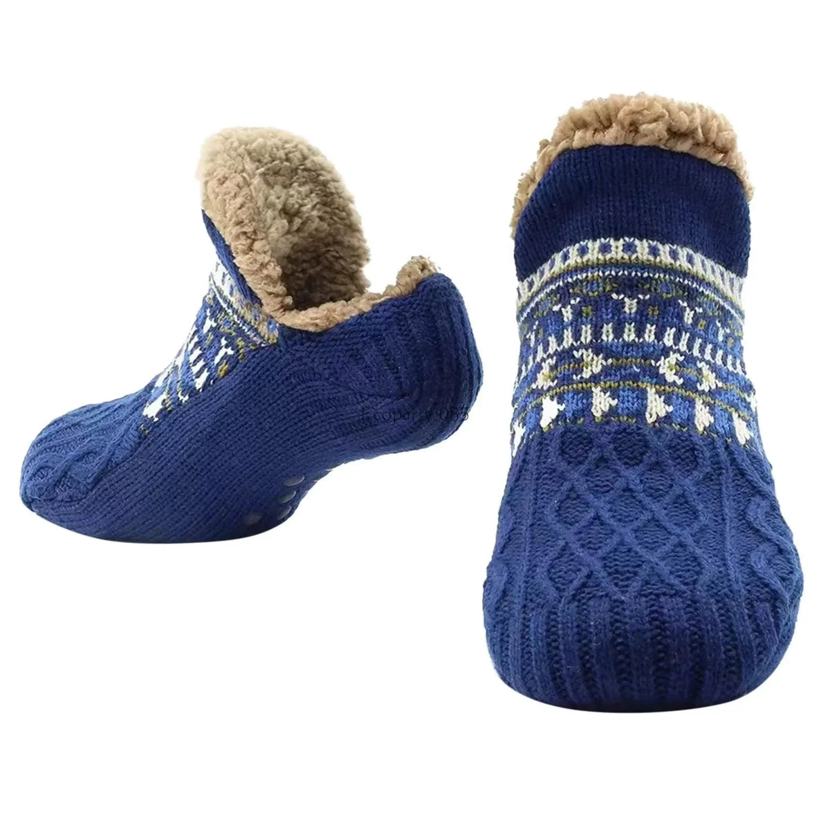 Chaussettes pantoufles antidérapantes doublées peluche – vue 3 | Les Secrets de Léa