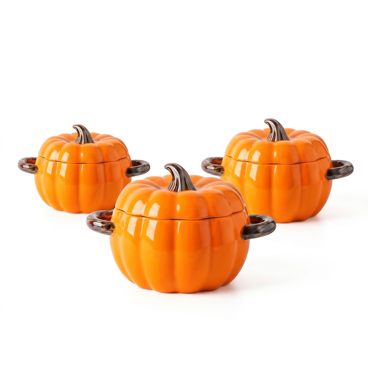 Cocotte céramique citrouille avec couvercle et poignées