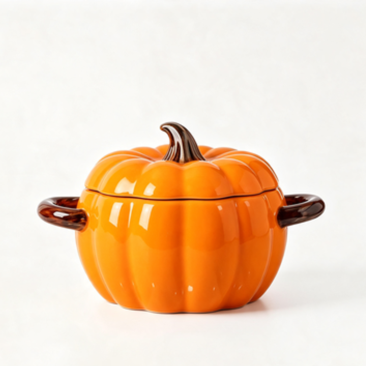 Cocotte céramique citrouille avec couvercle et poignées