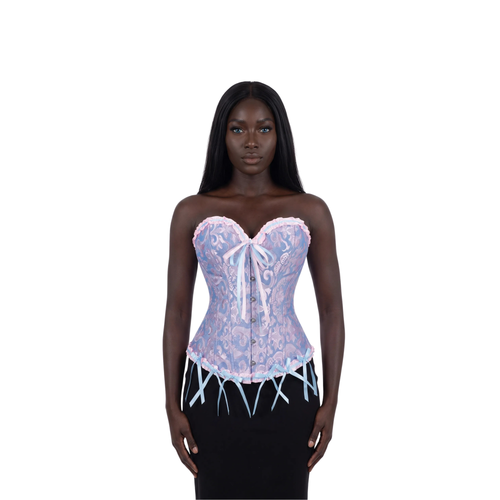 Corselet jacquard floral victorien – Fermeture busc devant